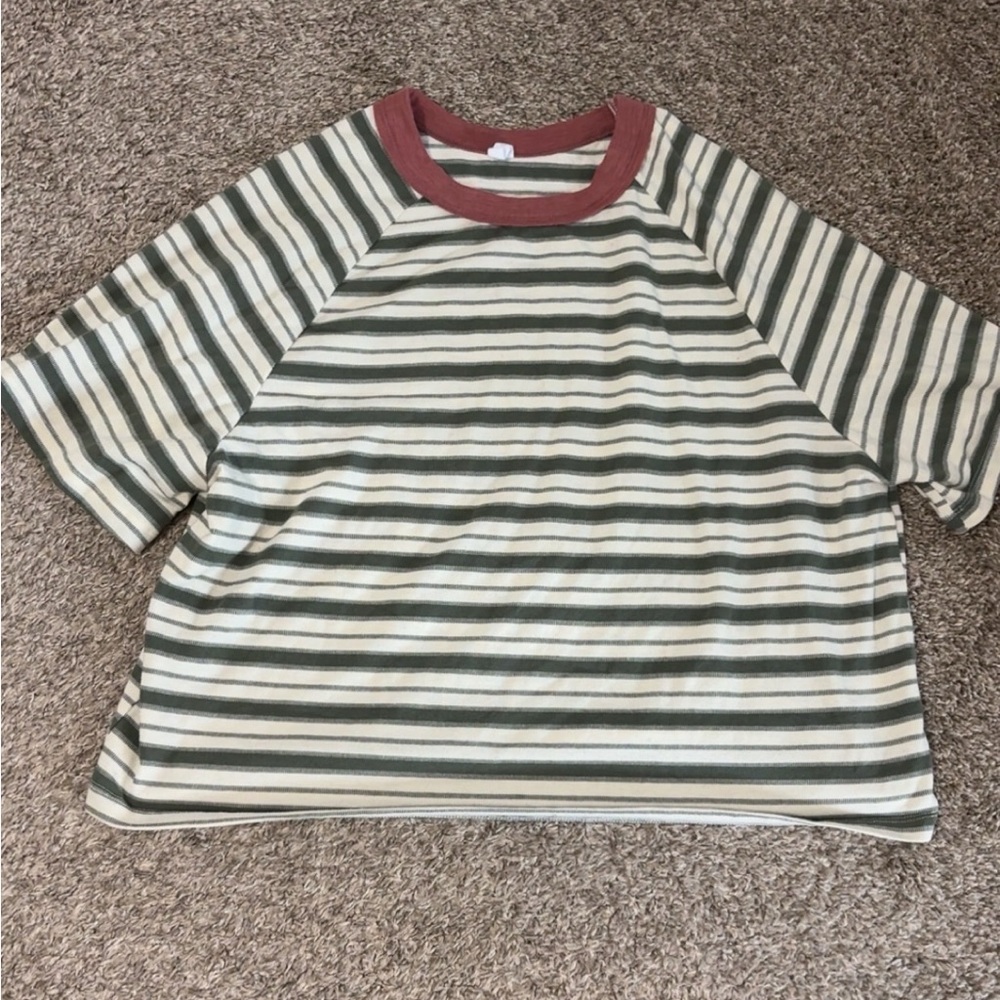 Boutique Striped Cropped Shirt